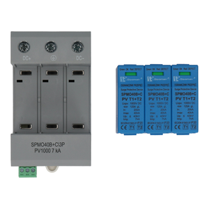 Warystorowy ogranicznik przepięć do instalacji fotowoltaicznych PV 3P, 1000V DC, 7kA,  typ 1+2 (klasa B+C)  - Poglądowe zdjęcie